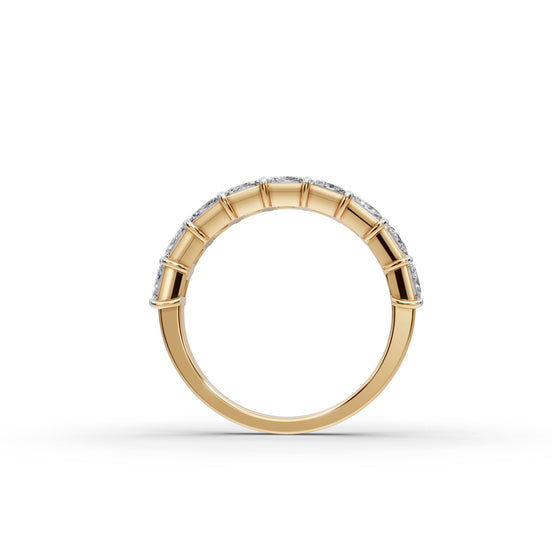 Princess Lab Grown Diamond Nine Stone Band in yellow gold, view 2