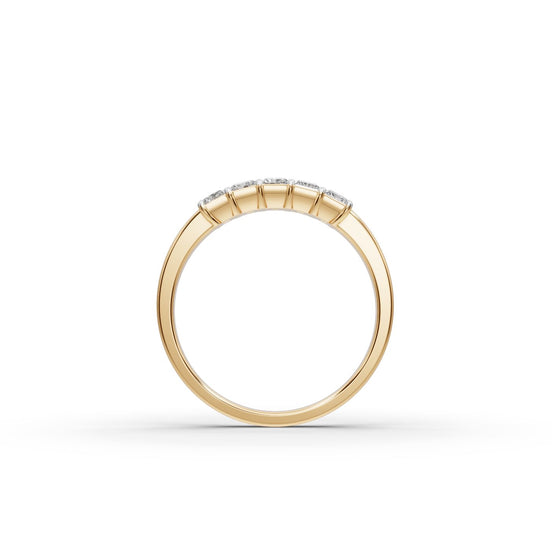 Radiant Lab Grown Diamond Five Stone Band in yellow gold, view 2