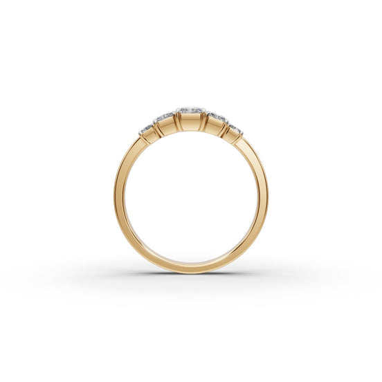 Radiant Lab Grown Diamond Five Stone Ring in yellow gold, view 2