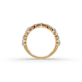 Round and Baguette Lab Grown Diamond Band in yellow gold, view 2