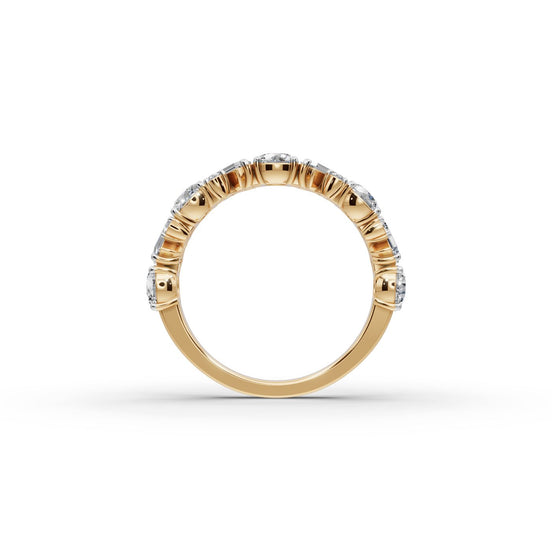 Round and Baguette Lab Grown Diamond Band in yellow gold, view 2