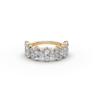 Round Lab Grown Diamond Band in yellow gold, front view