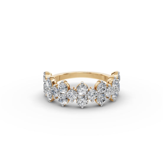 Round Lab Grown Diamond Band in yellow gold, front view