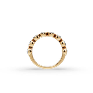 Round Lab Grown Diamond Bezel Eight Stone Band in yellow gold, view 2