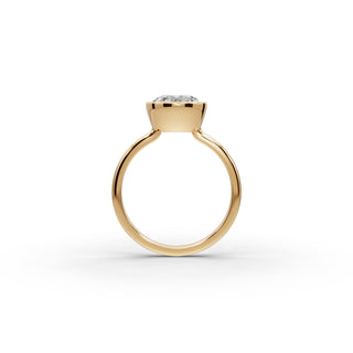 Round Lab Grown Diamond Bezel Solitaire Ring in yellow gold, view 2