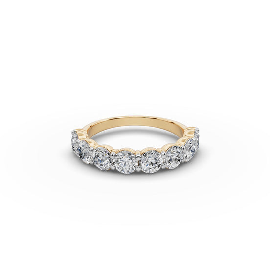 Round Lab Grown Diamond Eight Stone Band in yellow gold, front view
