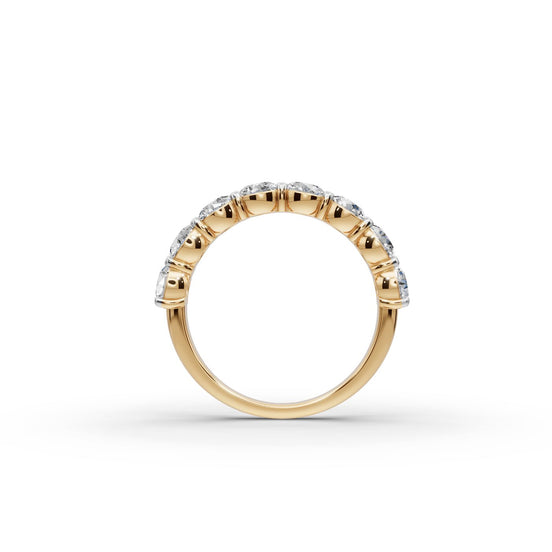 Round Lab Grown Diamond Eight Stone Band in yellow gold, view 2