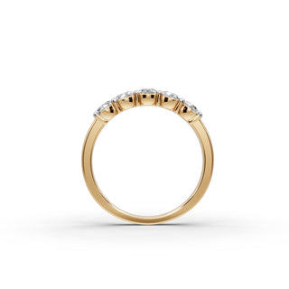 Round Lab Grown Diamond Five Stone Band in yellow gold, view 2