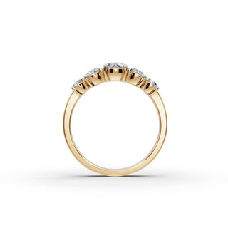 Round Lab Grown Diamond Five Stone Ring in yellow gold, view 2