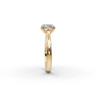 Round Lab Grown Diamond Four Prong Solitaire Ring in yellow gold, view 2
