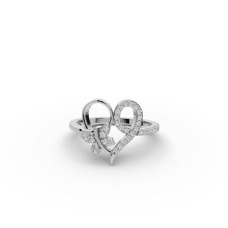 Round Lab Grown Diamond Heart Ring in gold, front view