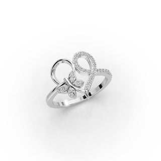 Round Lab Grown Diamond Heart Ring in gold, view 2