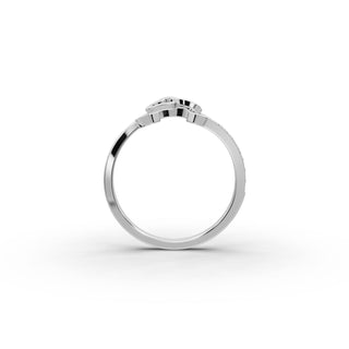 Round Lab Grown Diamond Horseshoe Heart Ring in gold, view 2