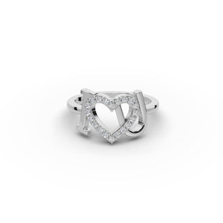 Round Lab Grown Diamond “I Love You” Ring in gold, front view