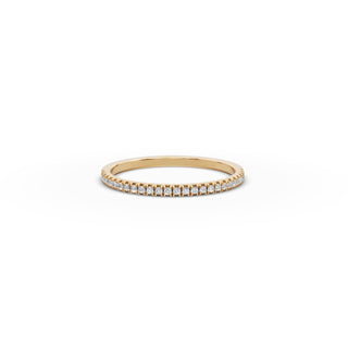 Round Lab Grown Diamond Prong Set Half Eternity Band in yellow gold, front view