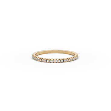 Round Lab Grown Diamond Prong Set Half Eternity Band in yellow gold, front view
