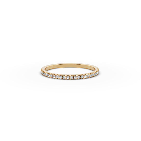 Round Lab Grown Diamond Prong Set Half Eternity Band in yellow gold, front view