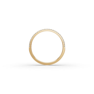 Round Lab Grown Diamond Prong Set Half Eternity Band in yellow gold, view 2