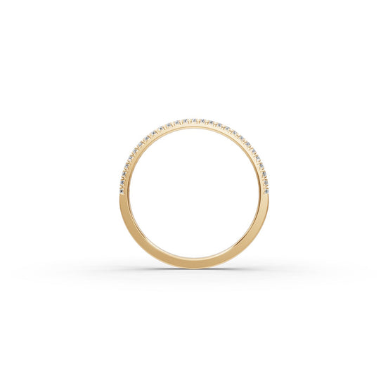 Round Lab Grown Diamond Prong Set Half Eternity Band in yellow gold, view 2