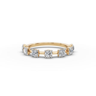 Round Lab Grown Diamond Seven Stone Band in yellow gold, front view