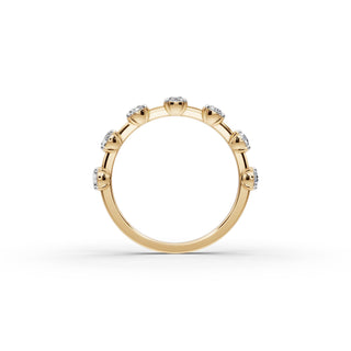 Round Lab Grown Diamond Seven Stone Band in yellow gold, view 2