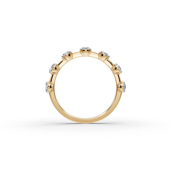 Round Lab Grown Diamond Seven Stone Band in yellow gold, view 2