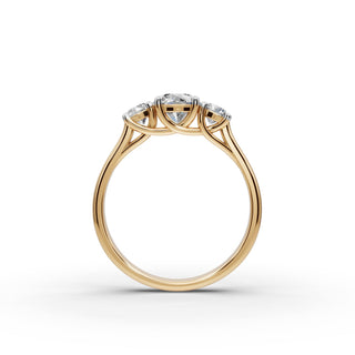 Round Lab Grown Diamond Three Stone Ring 2 in yellow gold, view 2
