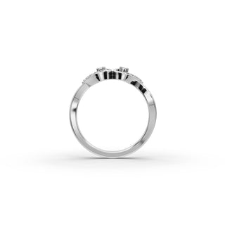 Round Lab Grown Diamond Twin Heart Ring in gold, view 2