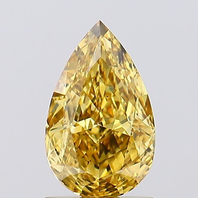 1.29ct Pear Fancy Vivid Yellow VS1 Lab-Grown Diamond