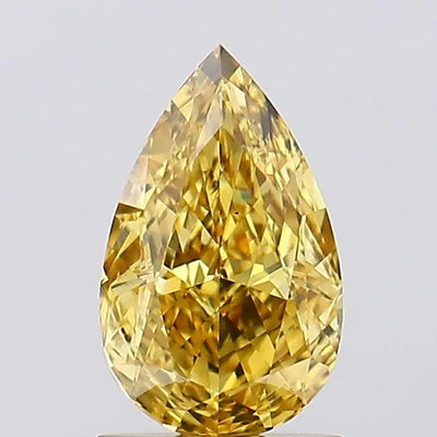 1.29ct Pear Fancy Vivid Yellow VS1 Lab-Grown Diamond