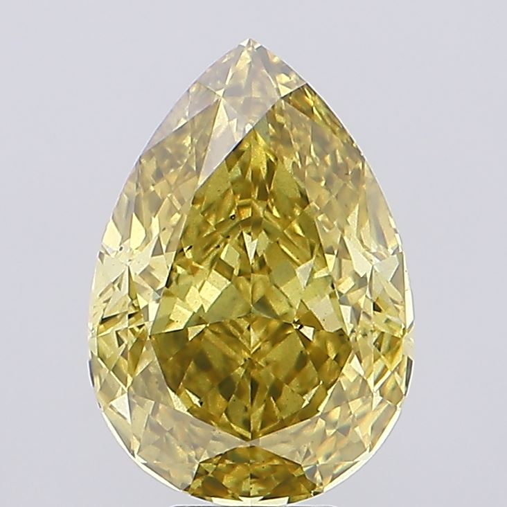 8.09ct Fancy Vivid Yellow Pear Lab-Grown Diamond | IGI Certified