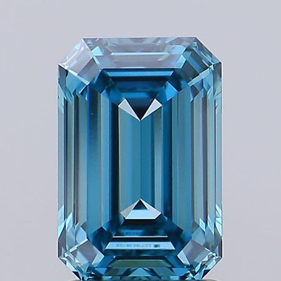 1.52ct Fancy Vivid Blue EMERALD Lab-Grown Diamond | IGI Certified