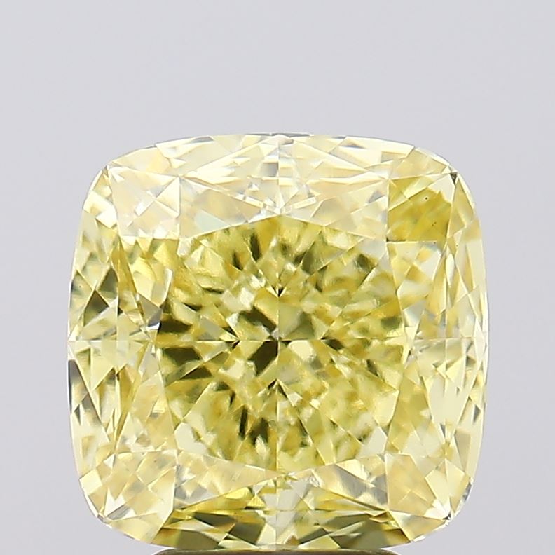 5.11ct Cushion Fancy Intense Yellow VS1 Lab-Grown Diamond