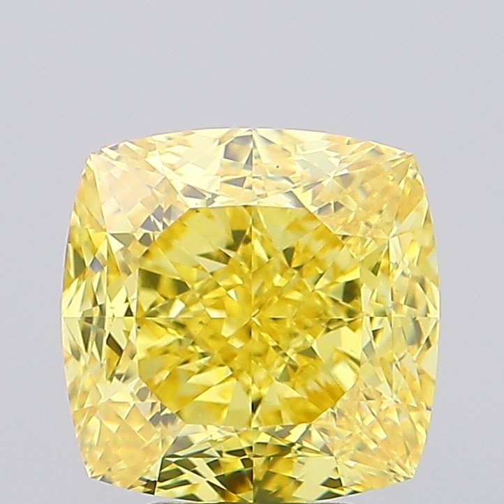 7ct Fancy Vivid Yellow CUSHION Lab-Grown Diamond | IGI Certified