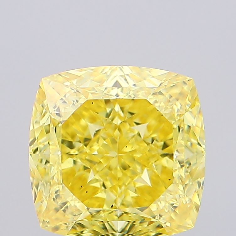 7.1ct Fancy Vivid Yellow CUSHION Lab-Grown Diamond | IGI Certified