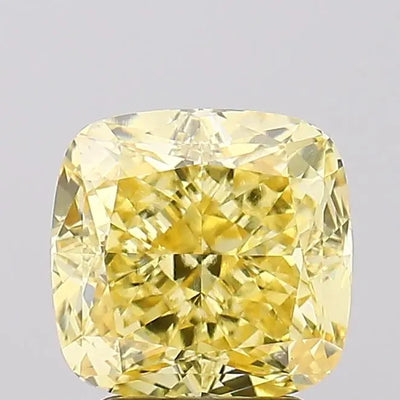 3.16ct Cushion Fancy Intense Yellow VS1 Lab-Grown Diamond