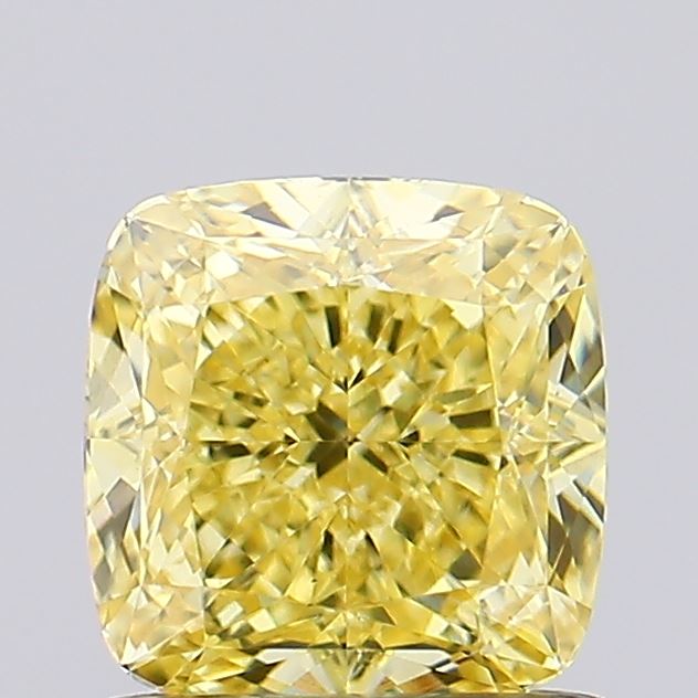 1.15ct Cushion Fancy Intense Yellow VS1 Lab-Grown Diamond