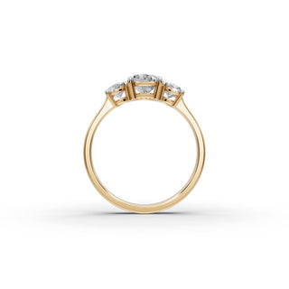 Oval Lab Grown Diamond Trio Engagement Ring in yellow gold, view 2