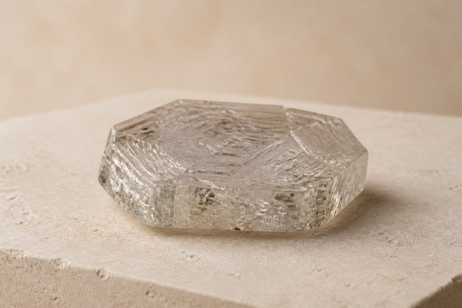 Uncut CVD-grown rough diamond crystal before planning and polishing
