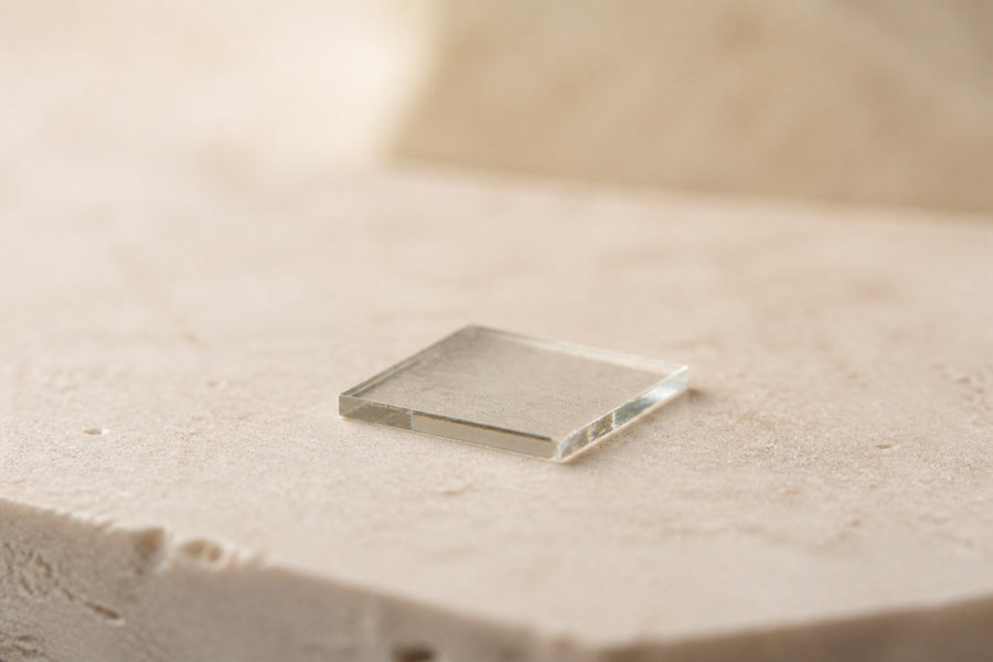 Thin diamond seed plate displayed before CVD growth